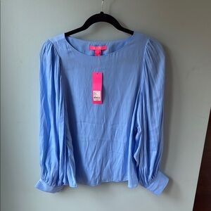 Lilly Pulitzer Blue Long Sleeve Boxy Blouse